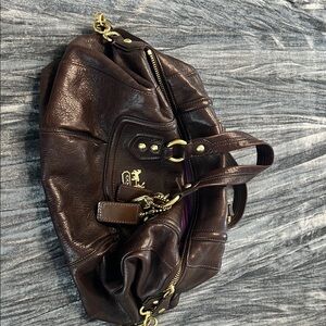 Coach Brown Leather Satchel with Brass Hardware